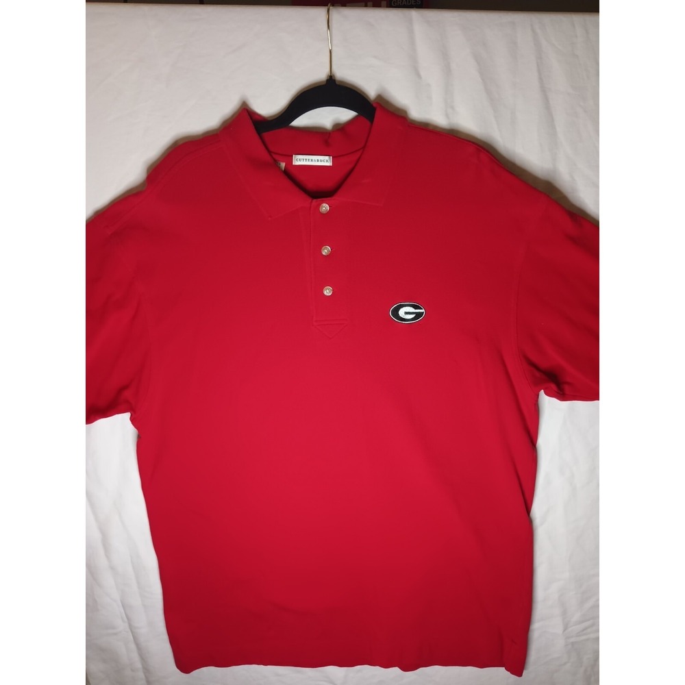 Men Cutter and Buck Georgia Bulldogs Short Sleeve Polo Shirt XL Cotton Blend